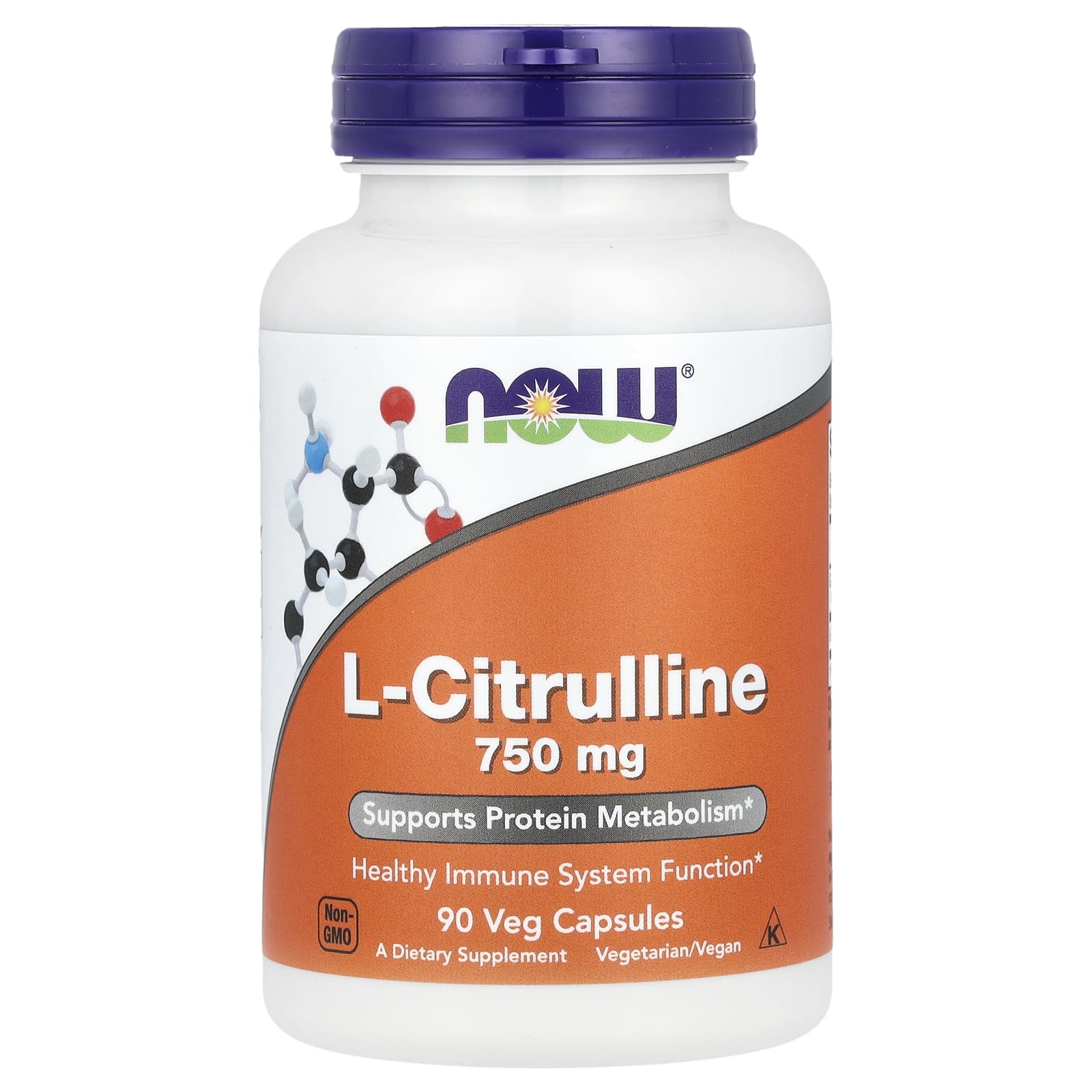 L-цитруллин NOW Foods L-Citrulline, 750 мг, 90 растительных капсул