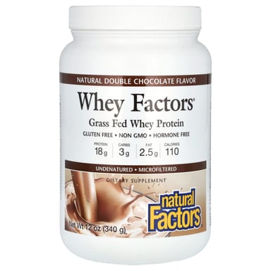 Сывороточный протеин Natural Factors Whey Factors® Grass Fed, вкус Natural Double Chocolate, 340 г