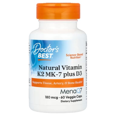 Витамин D3 Doctor's Best Natural Vitamin K2 MK-7 plus, 180 мкг, 60 растительных капсул