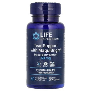 Ягоды мачи (Maqui Berry) Life Extension Tear Support with MaquiBright, вкус Maqui Berry Extract, 60 мг, 30 растительных капсул