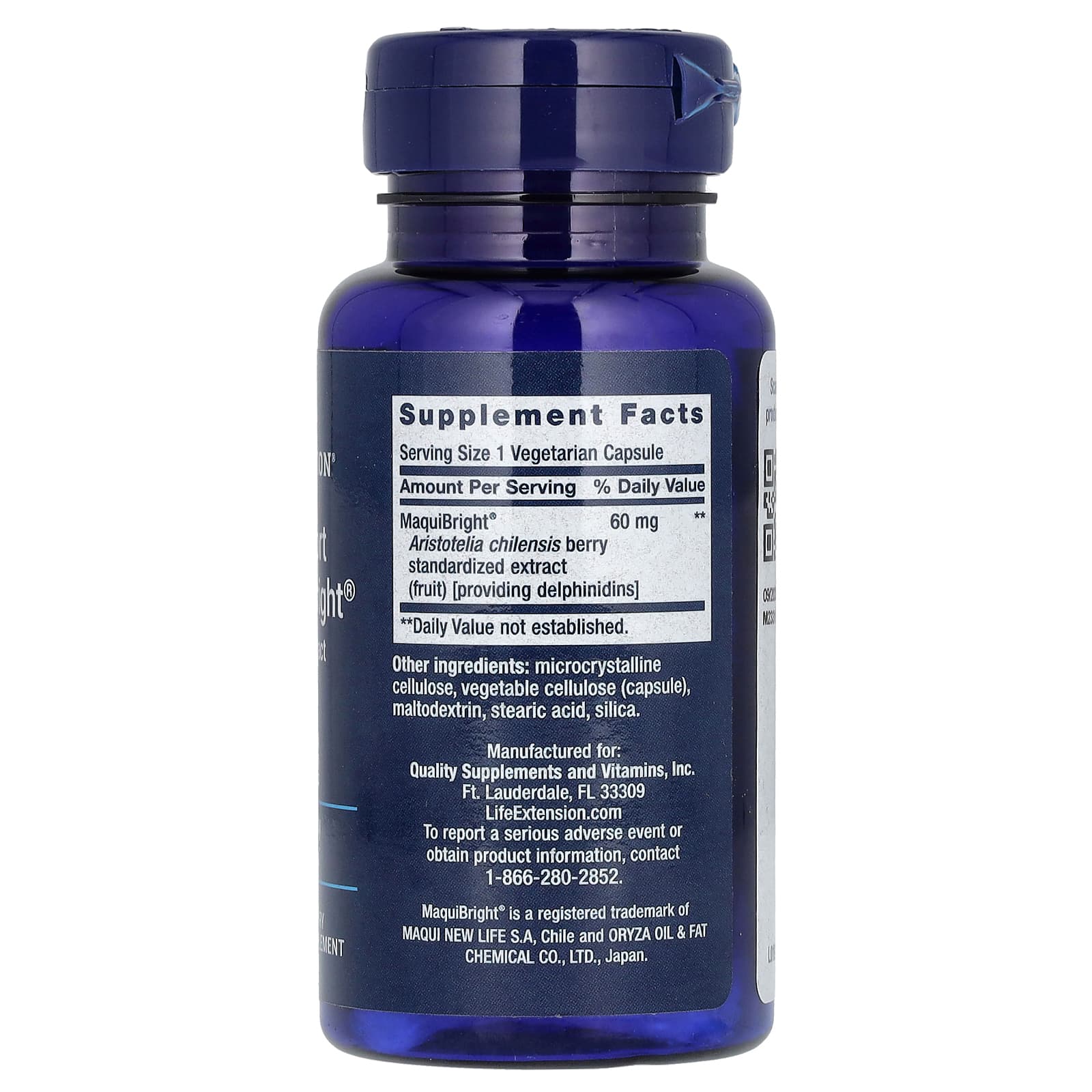 Ягоды мачи (Maqui Berry) Life Extension Tear Support with MaquiBright, вкус Maqui Berry Extract, 60 мг, 30 растительных капсул — фото 2
