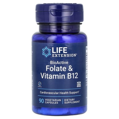 Витамин B12 Life Extension BioActive Folate &, 90 растительных капсул