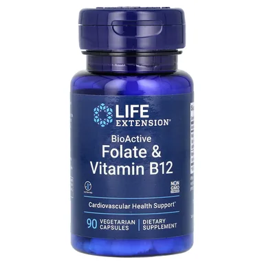 Фото товара: Витамин B12 Life Extension BioActive Folate &, 90 растительных капсул