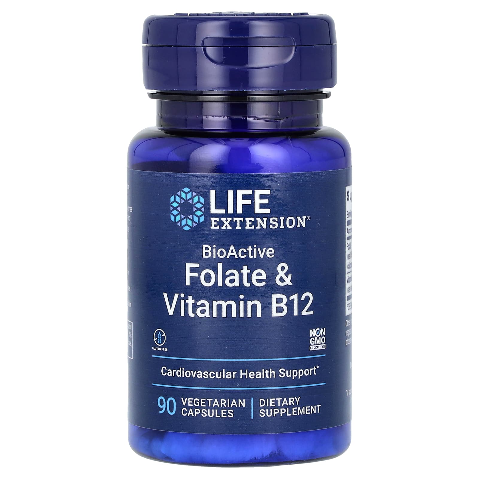 Витамин B12 Life Extension BioActive Folate &, 90 растительных капсул