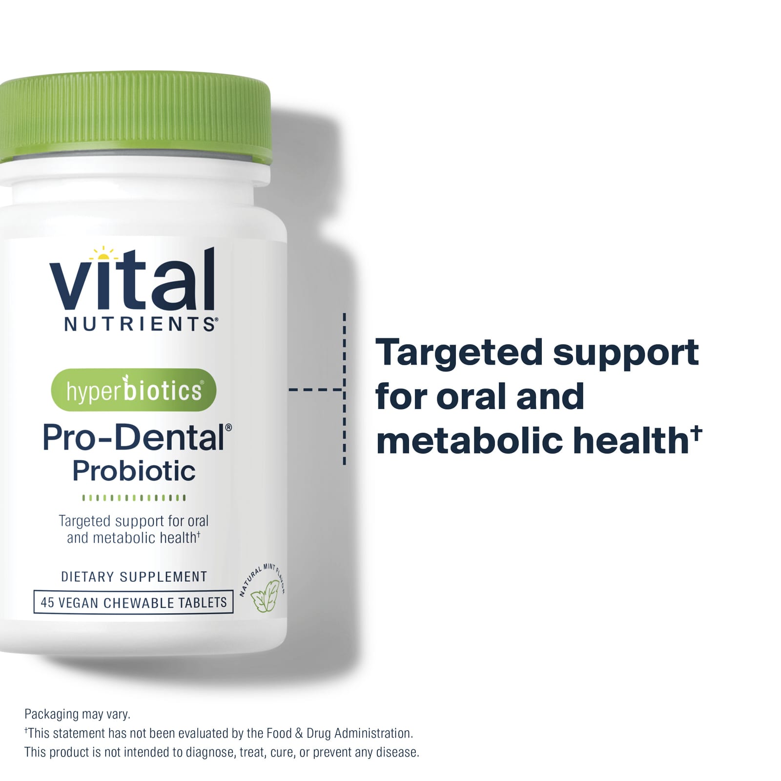 Пробиотик Vital Nutrients Hyperbiotics® Pro-Dental® 45 Vegan, вкус Natural Mint, жевательные таблетки — фото 6