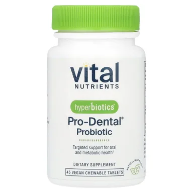 Фото товара: Пробиотик Vital Nutrients Hyperbiotics® Pro-Dental® 45 Vegan, вкус «натуральная мята», жевательные таблетки