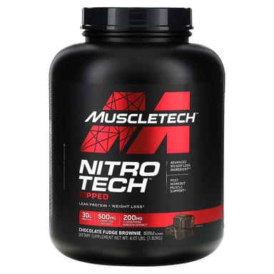 Шоколад MuscleTech Nitro-Tech® Ripped Lean Protein Weight Loss, вкус Chocolate Fudge Brownie, 1.82 кг