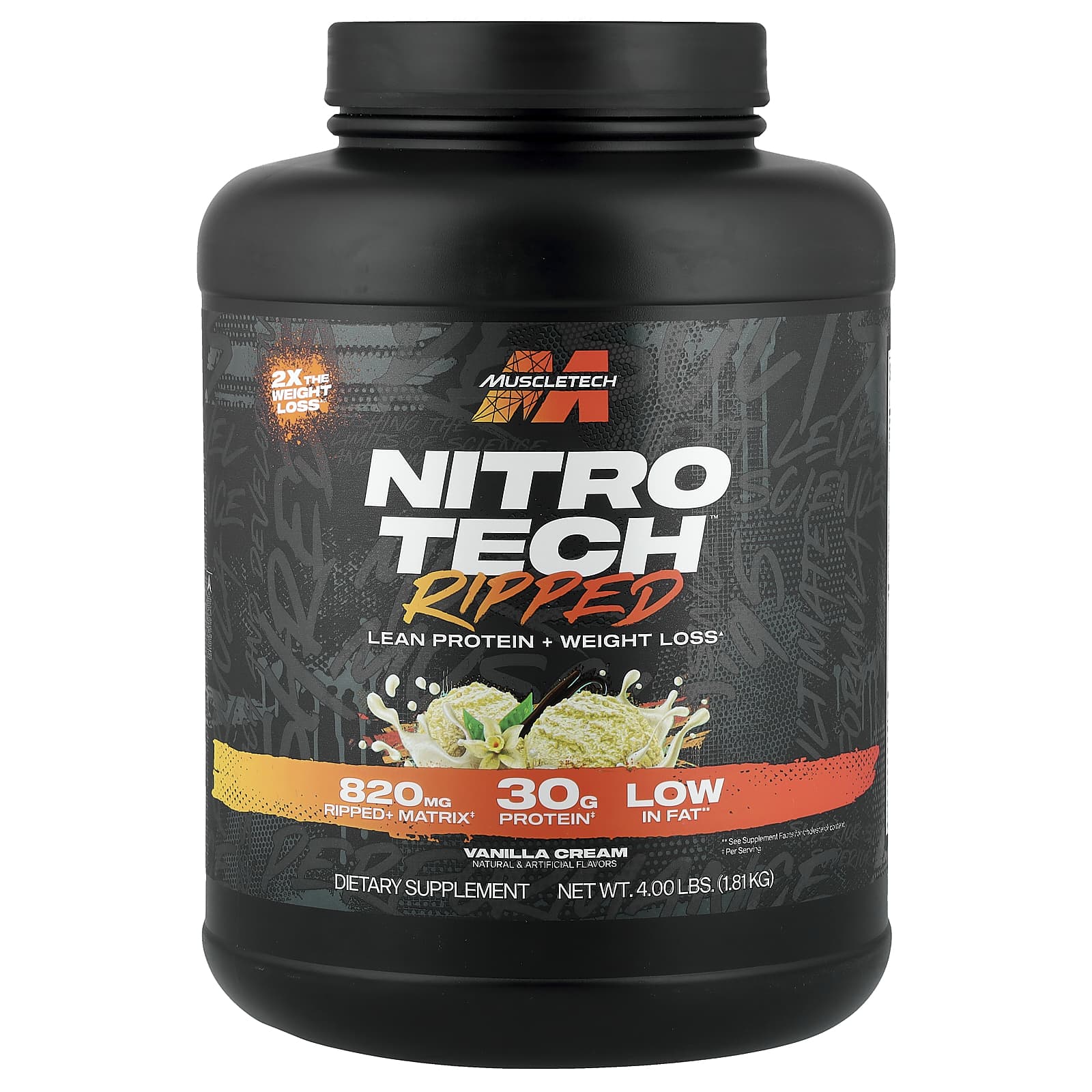 Протеин MuscleTech Nitro-Tech® Ripped Lean Weight Loss, вкус Vanilla Cream, 1.81 кг