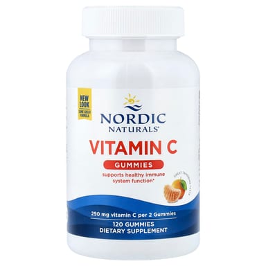 Витамин C Nordic Naturals Gummies, вкус «мандарин», 125 мг на пастилку, 120 жевательных пастилок