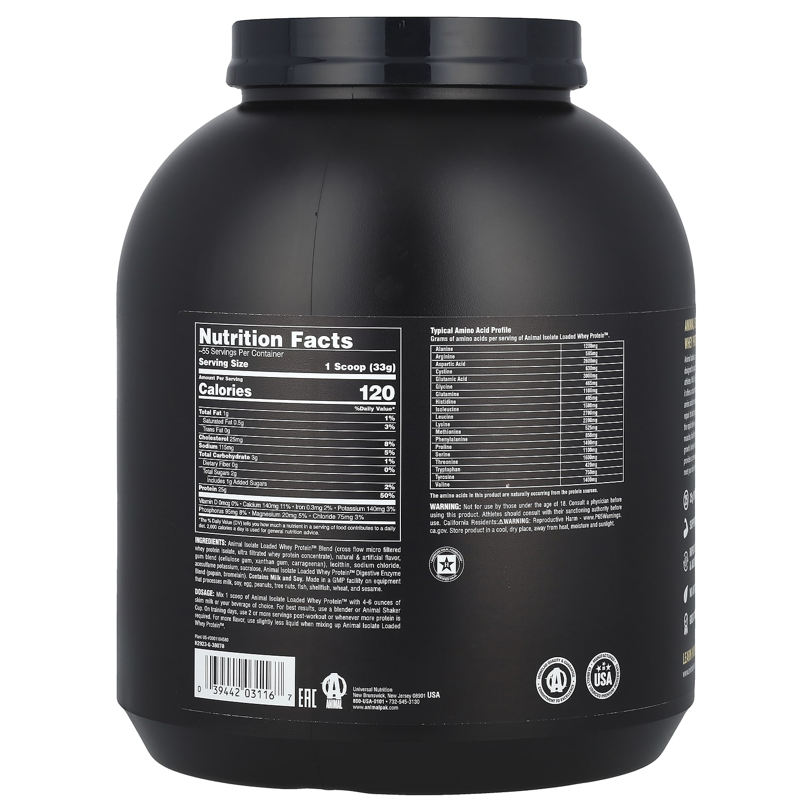 Протеиновый порошок Animal Isolate Loaded Whey Protein™ Powder, вкус Vanilla, 1.81 кг — фото 2