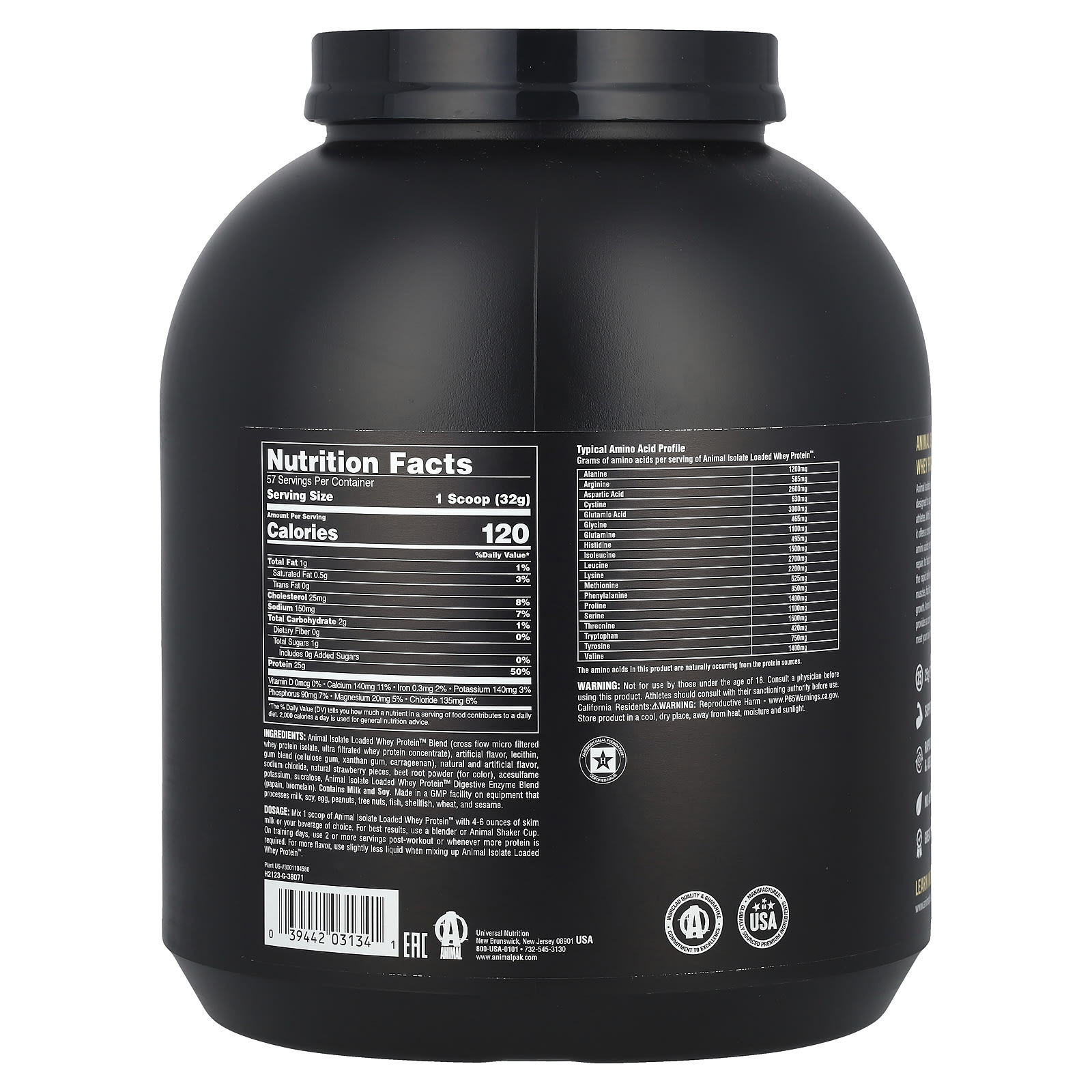 Протеиновый порошок Animal Isolate Loaded Whey, вкус Strawberry, 1.81 кг — фото 2