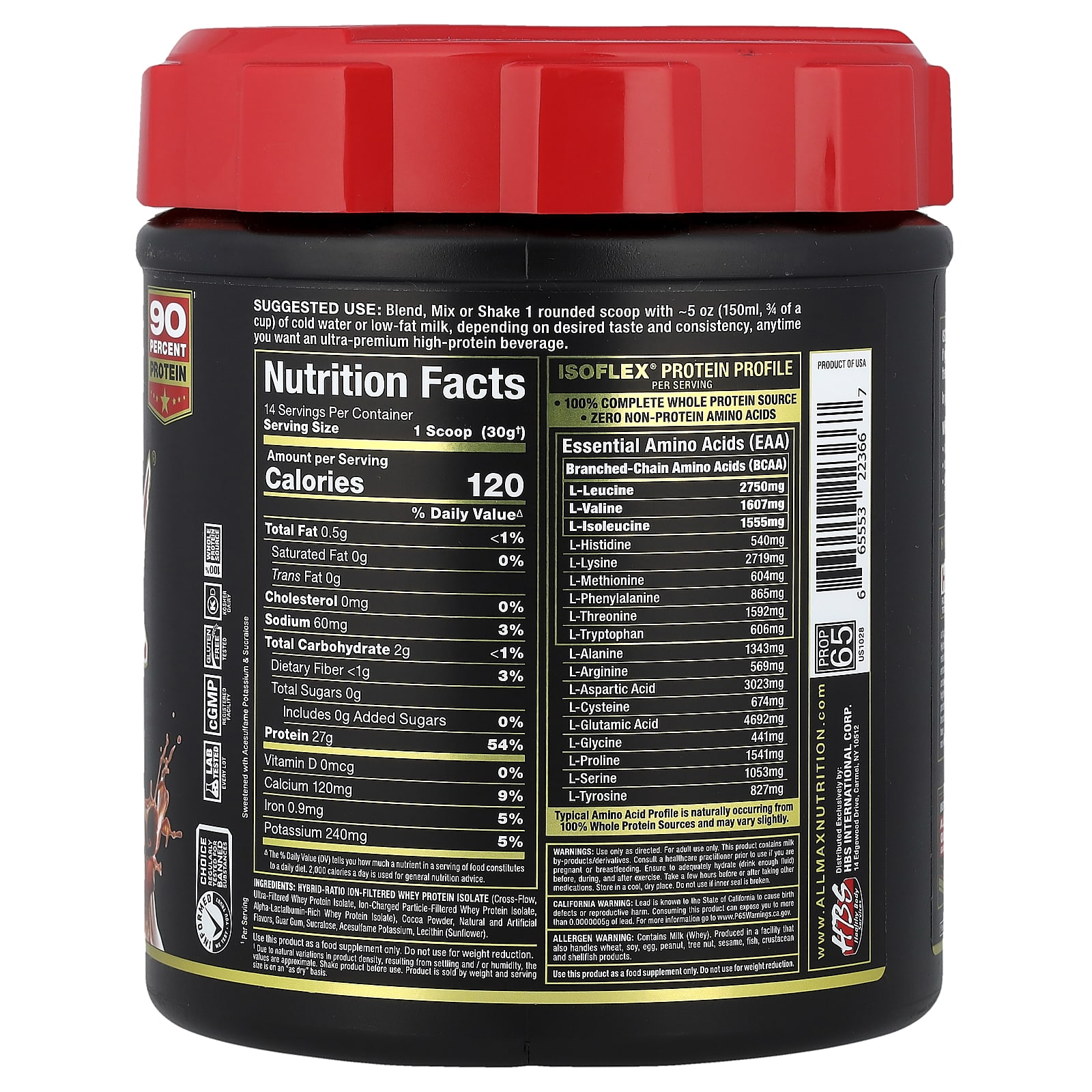 Сывороточный протеин ALLMAX ISOFLEX® Pure Isolate, вкус Chocolate, 425 г — фото 2