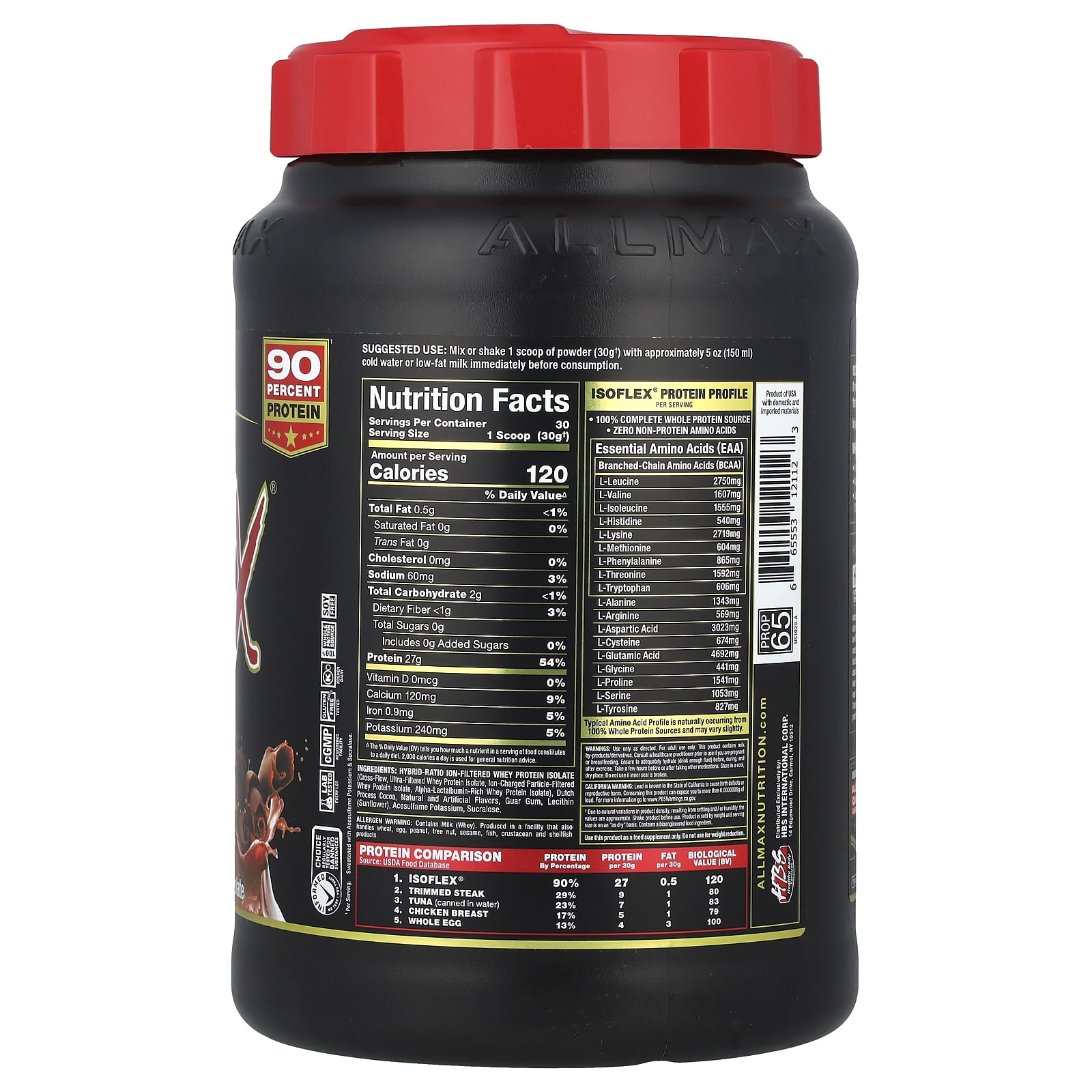 Сывороточный протеин ALLMAX ISOFLEX® Pure Isolate, вкус Chocolate, 907 г — фото 2