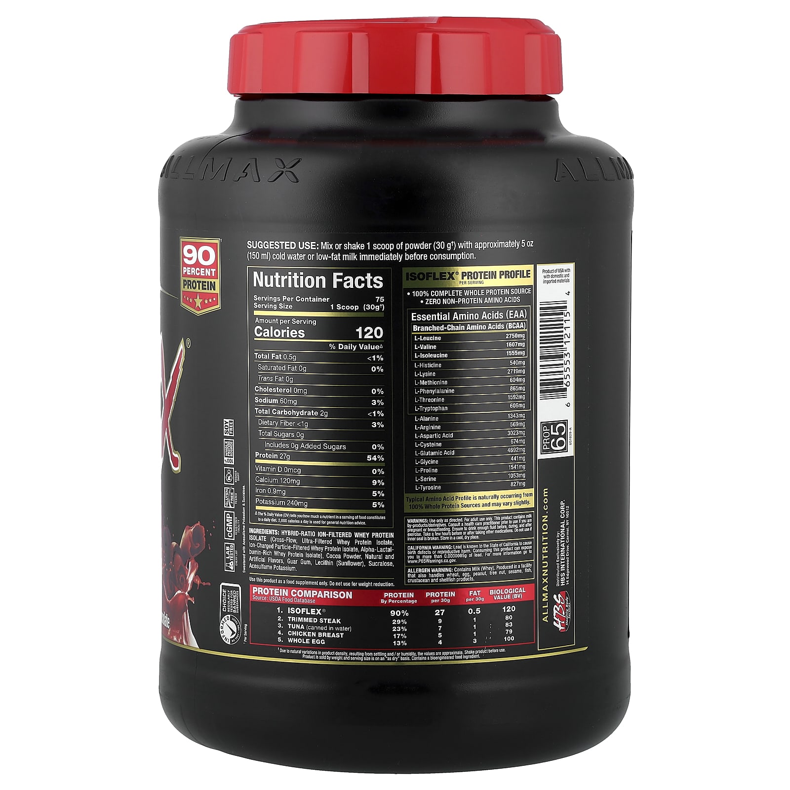Сывороточный протеин ALLMAX ISOFLEX® Pure Isolate, вкус Chocolate, 2.27 кг — фото 2