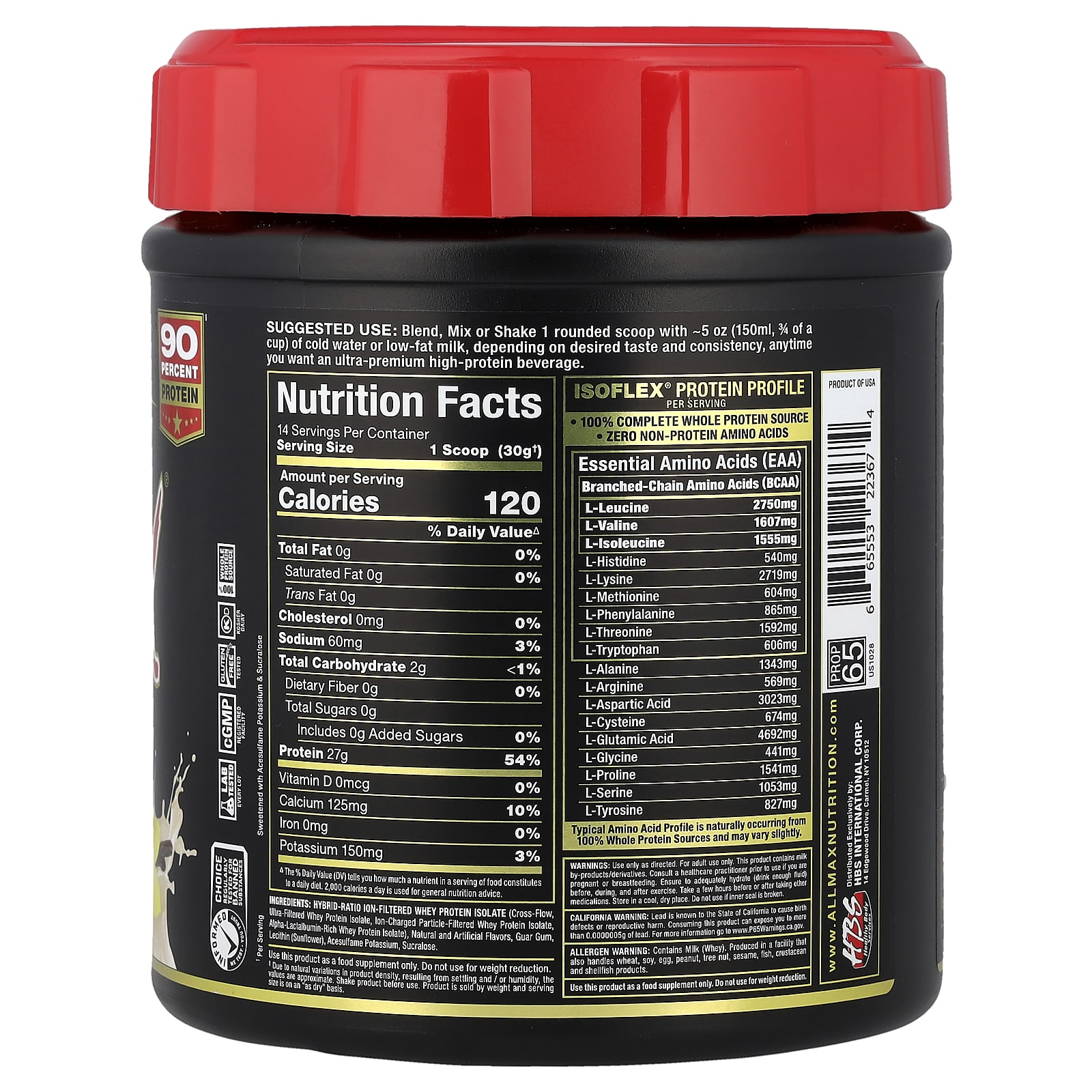 Сывороточный протеин ALLMAX ISOFLEX® Pure Isolate, вкус Vanilla, 425 г — фото 2
