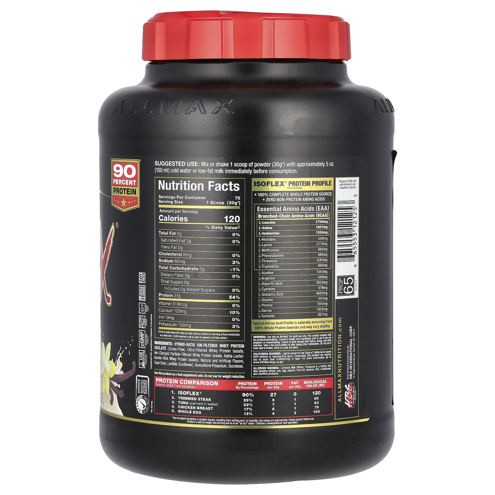 Сывороточный протеин ALLMAX ISOFLEX® Pure Isolate, вкус Vanilla, 2.27 кг — фото 2