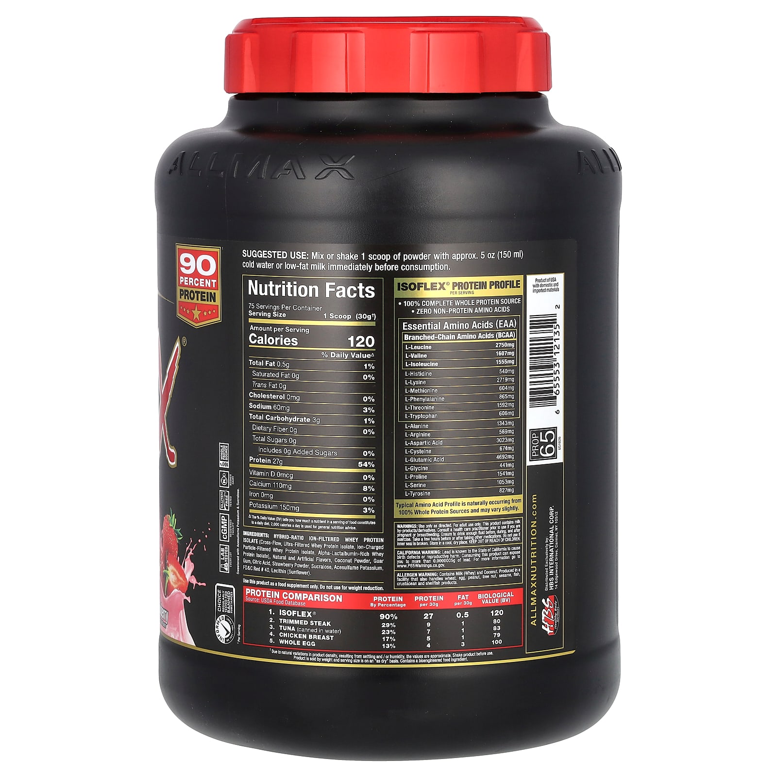 Сывороточный протеин ALLMAX ISOFLEX® Pure Isolate, вкус Strawberry, 2.27 кг — фото 2