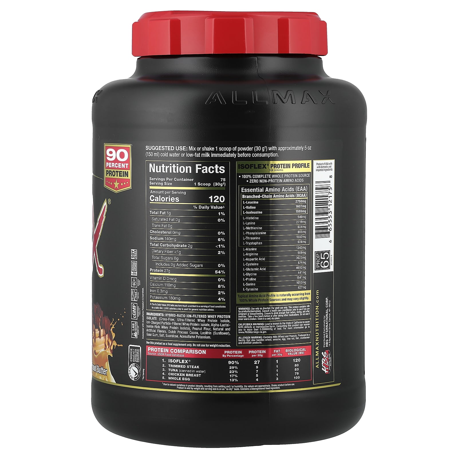 Арахисовая паста ALLMAX ISOFLEX® Pure Whey Protein Isolate, вкус Chocolate Peanut Butter, 2.27 кг — фото 2