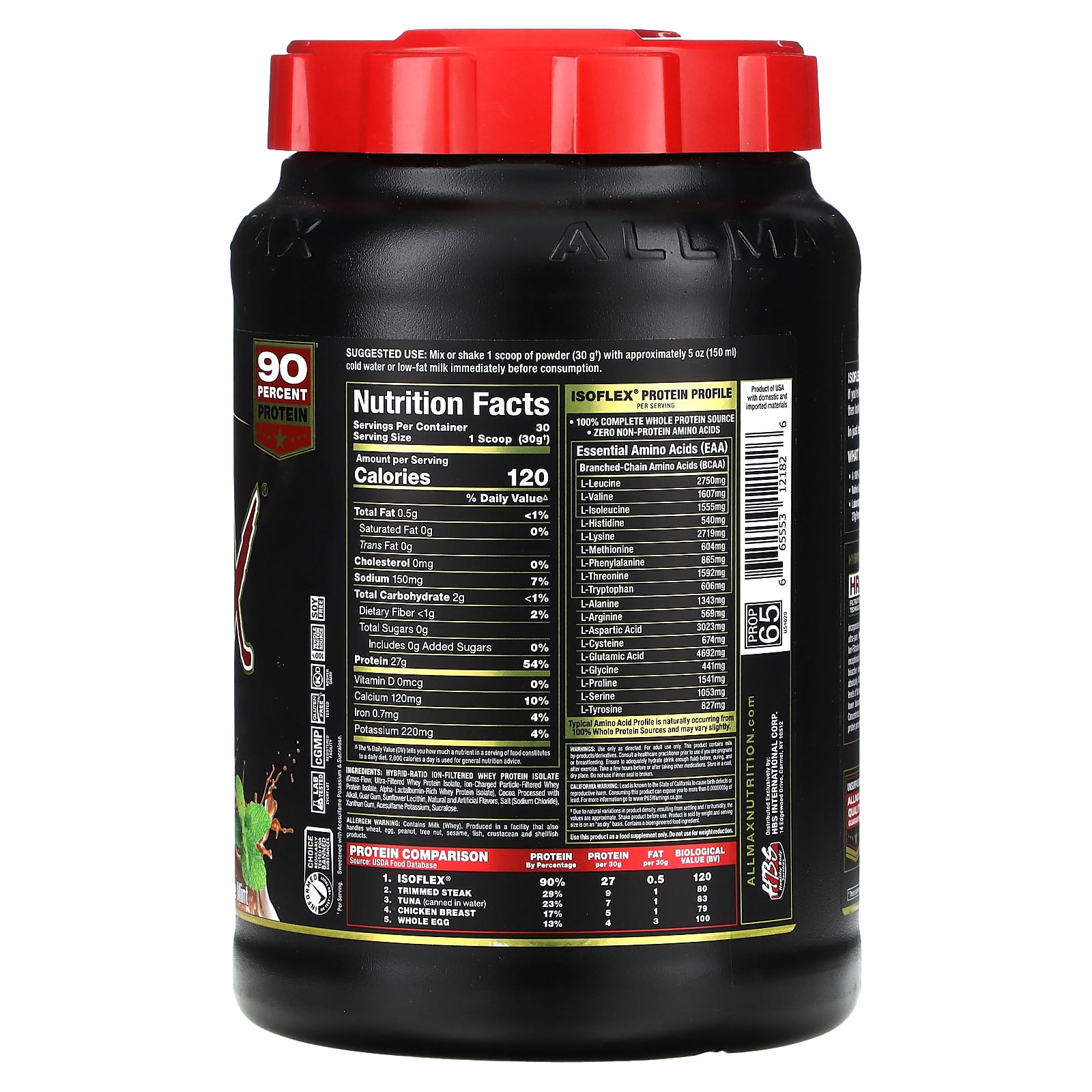 Сывороточный протеин ALLMAX ISOFLEX® Pure Isolate, вкус Chocolate Mint, 908 г — фото 2