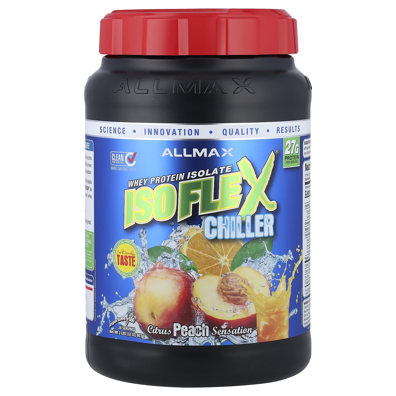 Сывороточный протеин ALLMAX ISOFLEX® Chiller Isolate, вкус Citrus Peach Sensation, 907 г