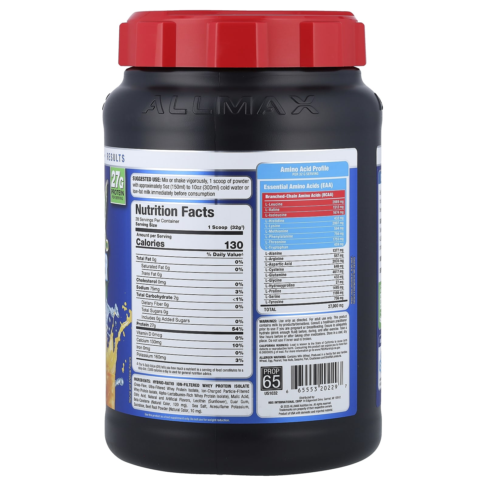 Сывороточный протеин ALLMAX ISOFLEX® Chiller Isolate, вкус Citrus Peach Sensation, 907 г — фото 2