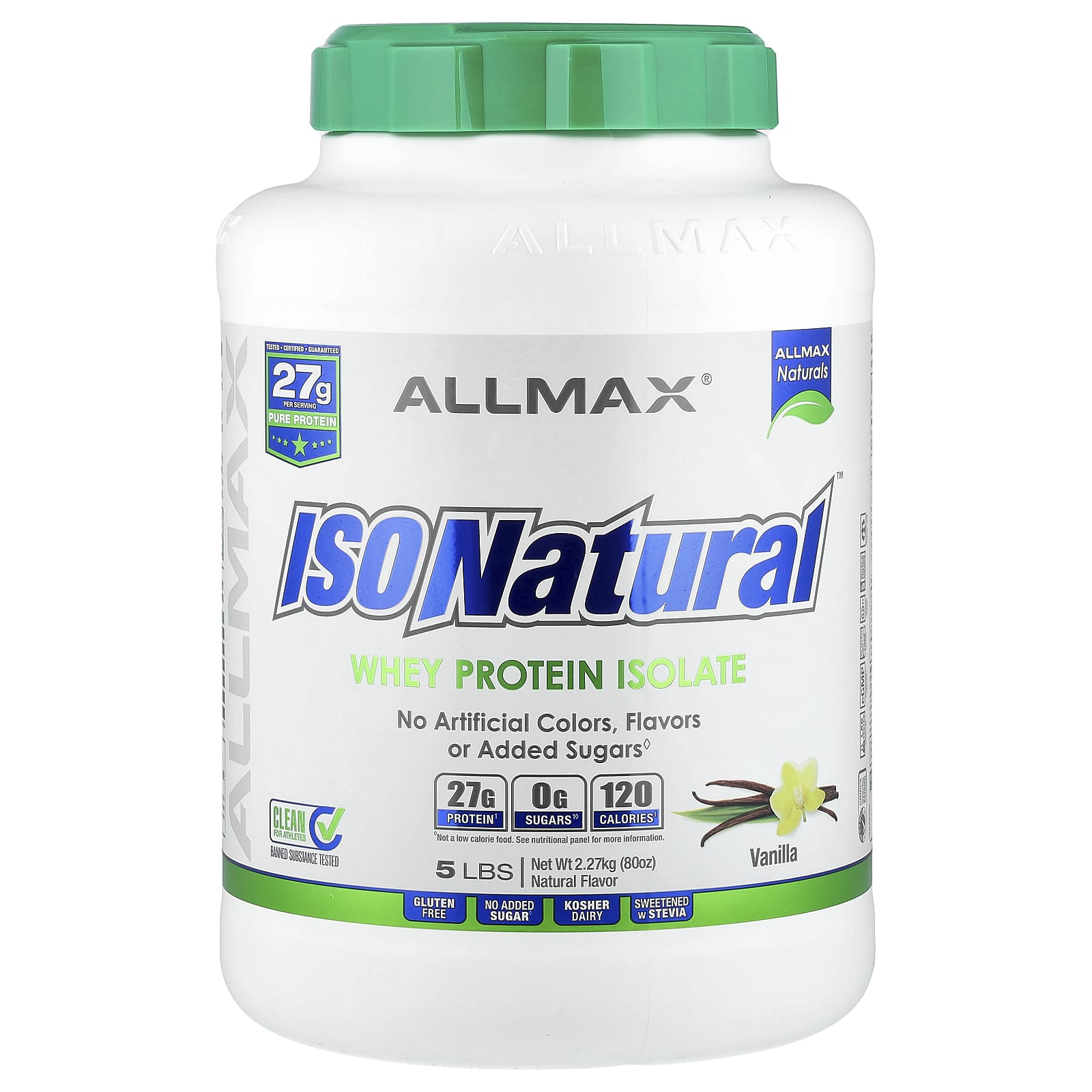 Сывороточный протеин ALLMAX ISONatural™ Isolate, вкус Vanilla, 2.27 кг
