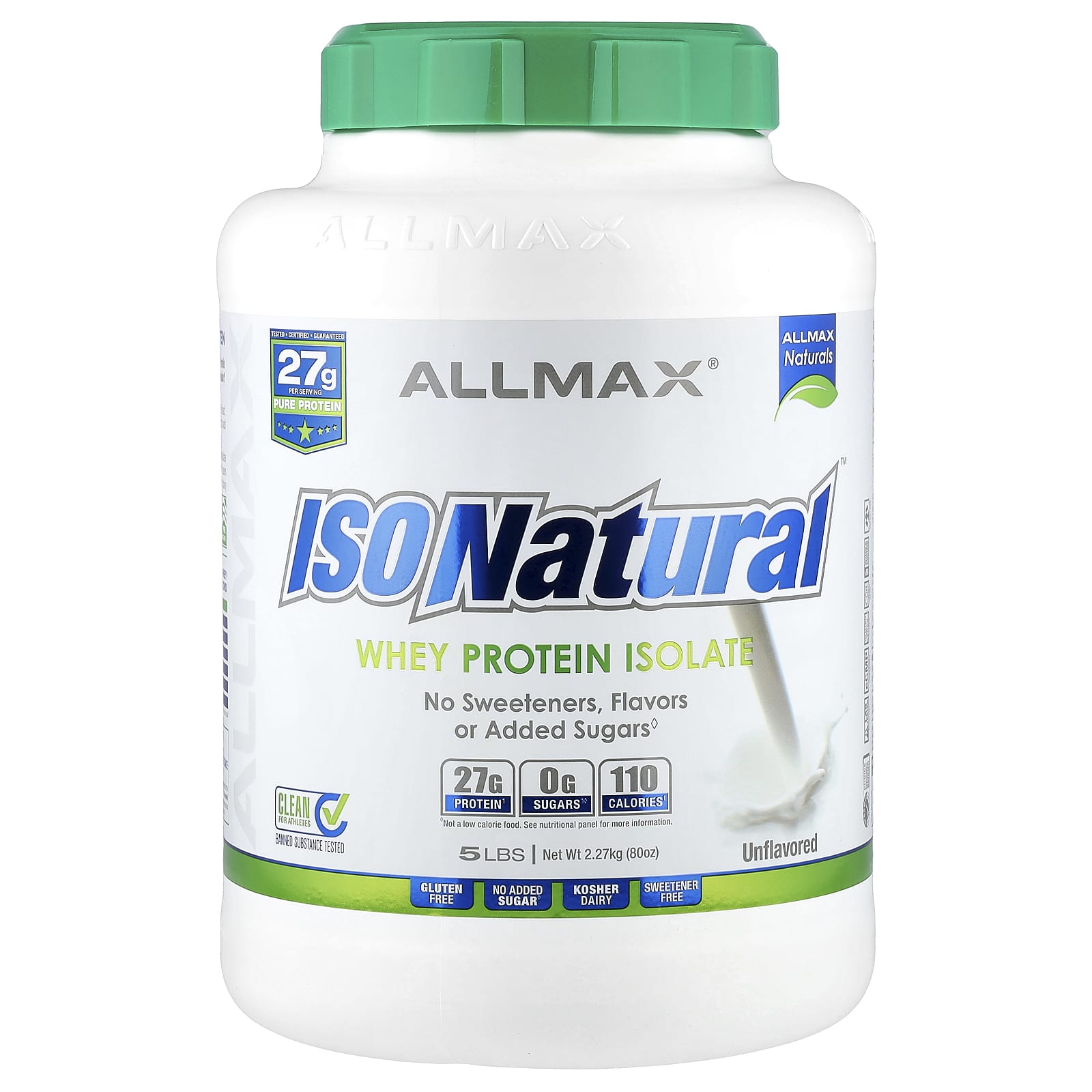 Сывороточный протеин ALLMAX ISONatural™ Isolate, без вкуса, 2.27 кг
