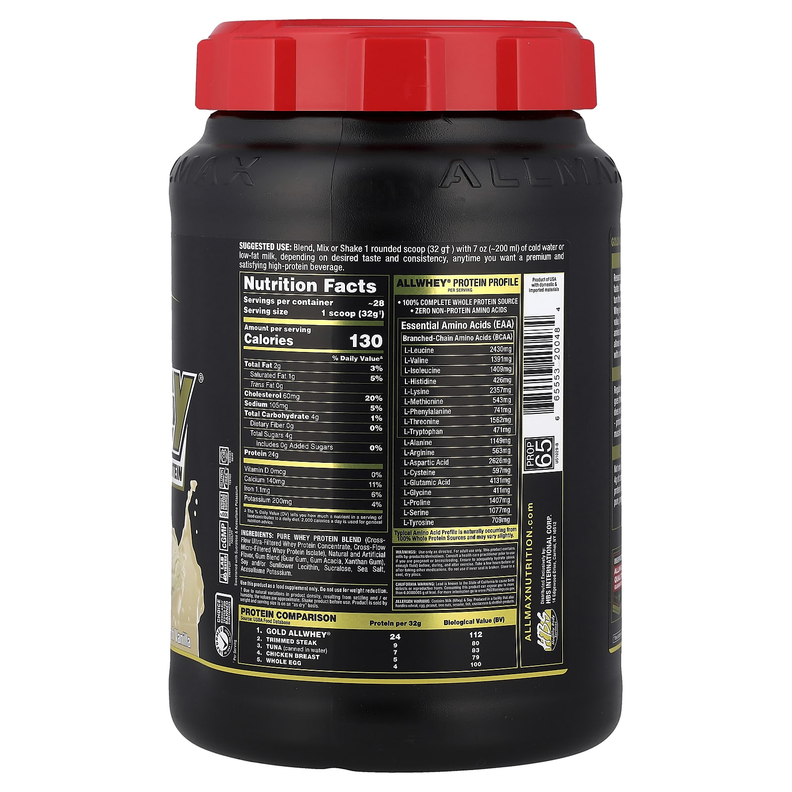 Сывороточный протеин ALLMAX GOLD ALLWHEY® Premium, вкус French Vanilla, 907 г — фото 2