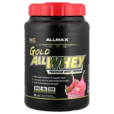 Фото товара: Сывороточный протеин ALLMAX Gold AllWhey® Premium, вкус «клубника», 907 г