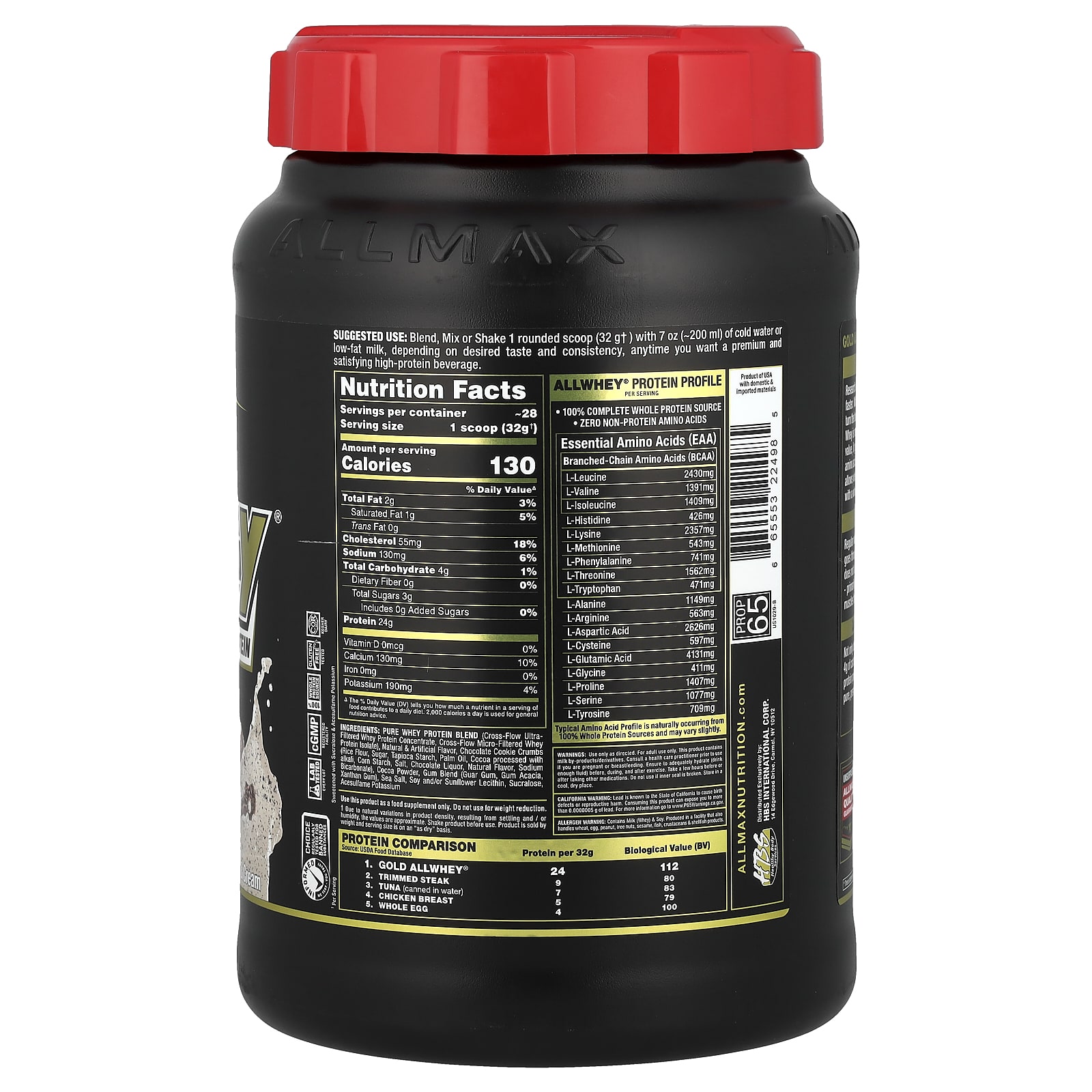 Сывороточный протеин ALLMAX GOLD ALLWHEY® Premium Cookies & Cream, 907 г — фото 2
