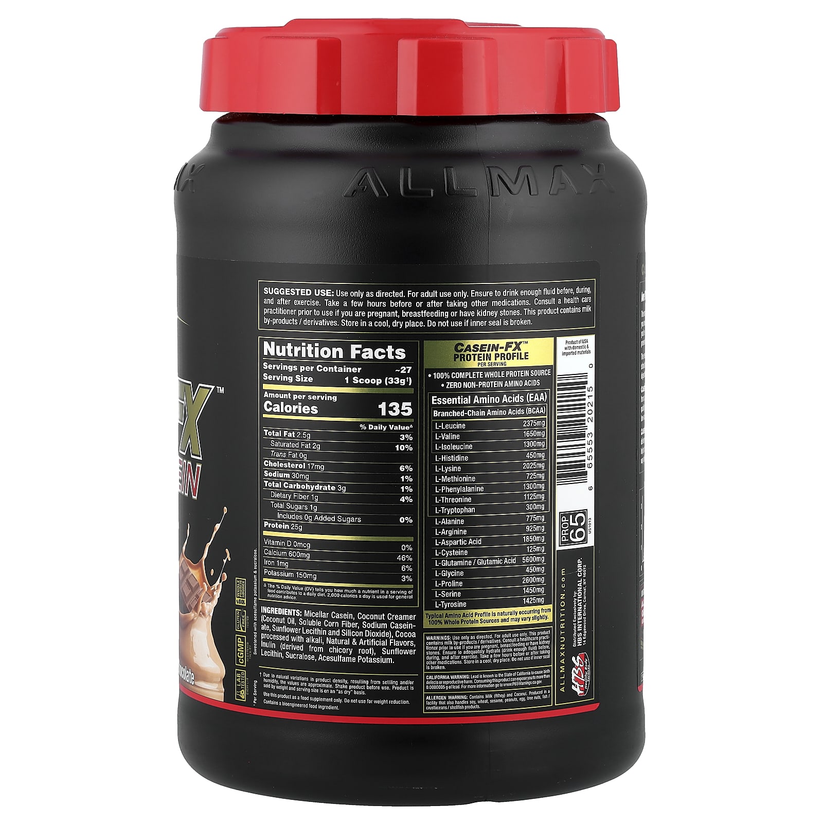 Шоколад ALLMAX Casein-FX™ 100% Casein Micellar Source Protein, вкус Chocolate, 907 г — фото 2
