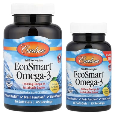 Омега-3 Carlson Wild Norwegian EcoSmart®, вкус Natural Lemon, 120 мягких капсул