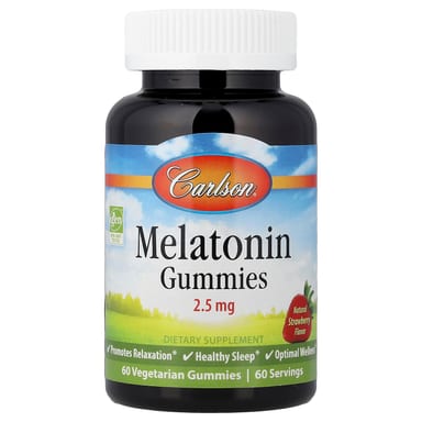 Мелатонин Carlson Gummies 60 Vegetarian Gummies, вкус Natural Strawberry, 2.5 мг, жевательные пастилки