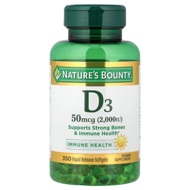 Витамин D3 Nature's Bounty 350 Rapid Release, 50 мкг (2000 МЕ), мягкие капсулы