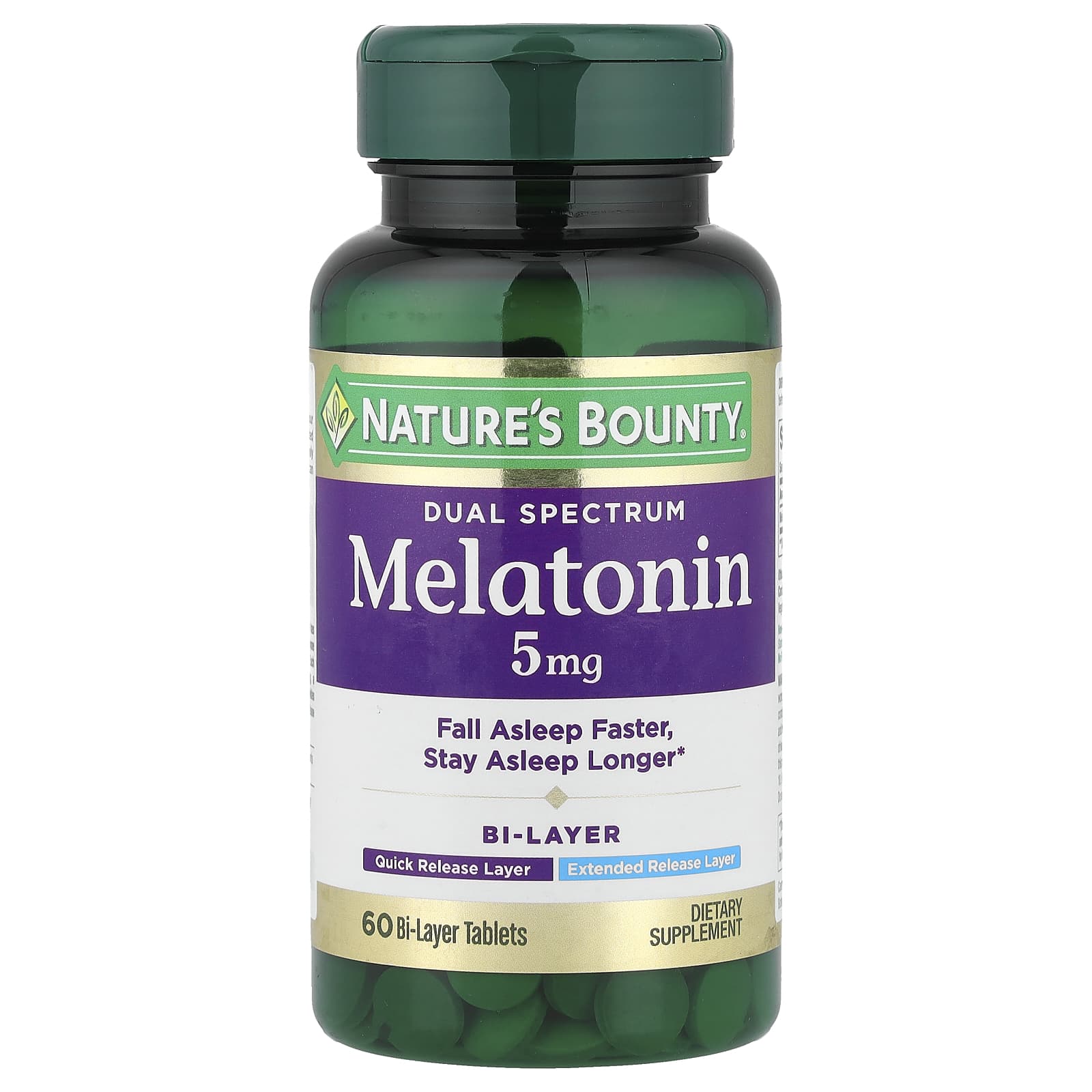 Мелатонин Nature's Bounty Dual Spectrum 60 Bi-Layer Tablets, 5 мг, таблетки