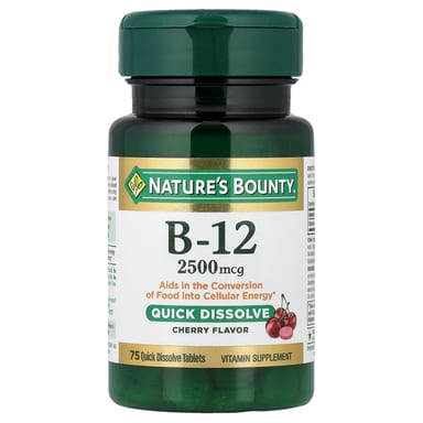 Витамин B12 Nature's Bounty 75 Quick Dissolve Tablets, вкус Cherry, 2500 мкг, таблетки