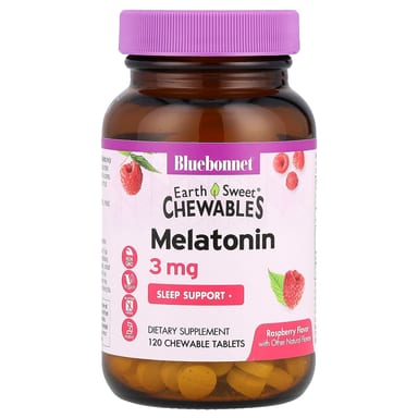 Мелатонин Bluebonnet Nutrition EarthSweet® Chewables, вкус Raspberry, 3 мг, 120 жевательных таблеток