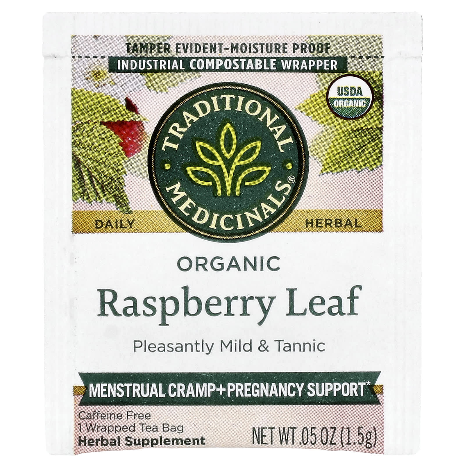 Чайные пакетики Traditional Medicinals, без кофеина, вкус Organic Raspberry Leaf, 24 г, 16 чайных пакетиков — фото 6