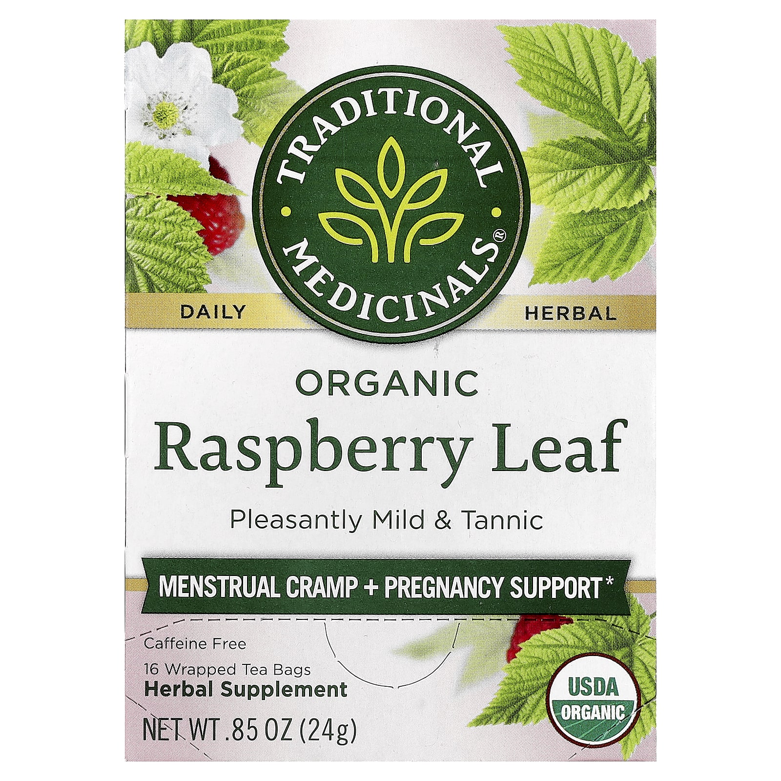 Чайные пакетики Traditional Medicinals, без кофеина, вкус Organic Raspberry Leaf, 24 г, 16 чайных пакетиков — фото 7