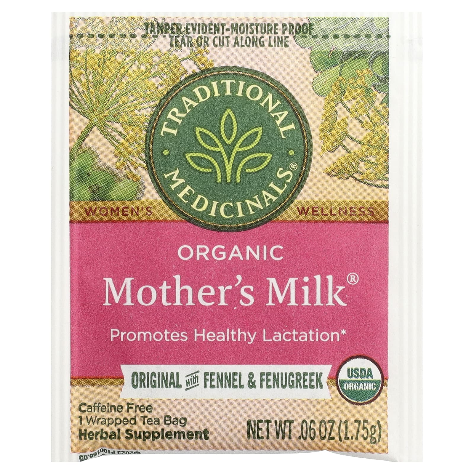 Чайные пакетики Traditional Medicinals Organic Mother's Milk® Original with Fennel & Fenugreek, 28 г, 16 чайных пакетиков — фото 6