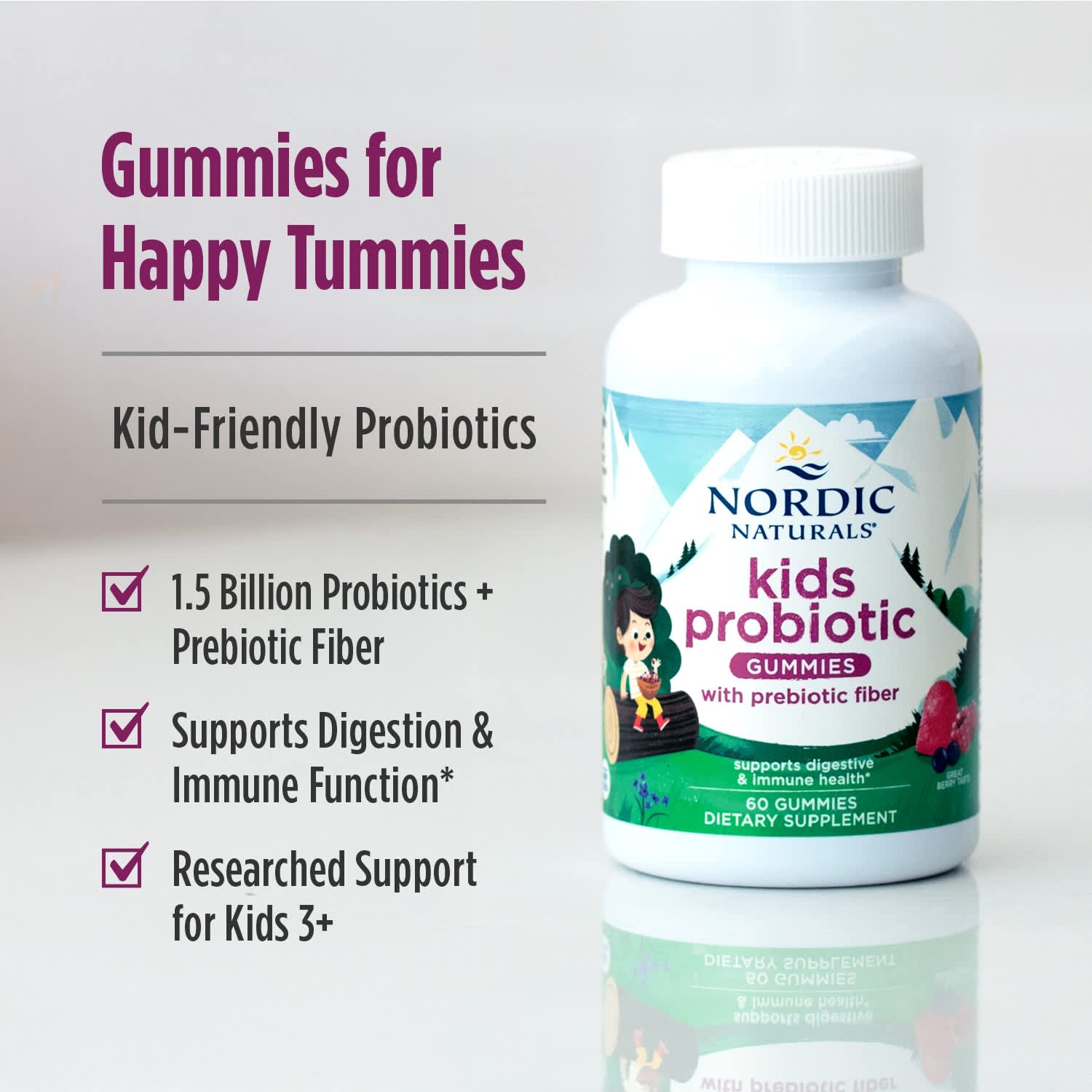 Детский пробиотик Nordic Naturals Gummies Great Berry, 60 жевательных пастилок — фото 3