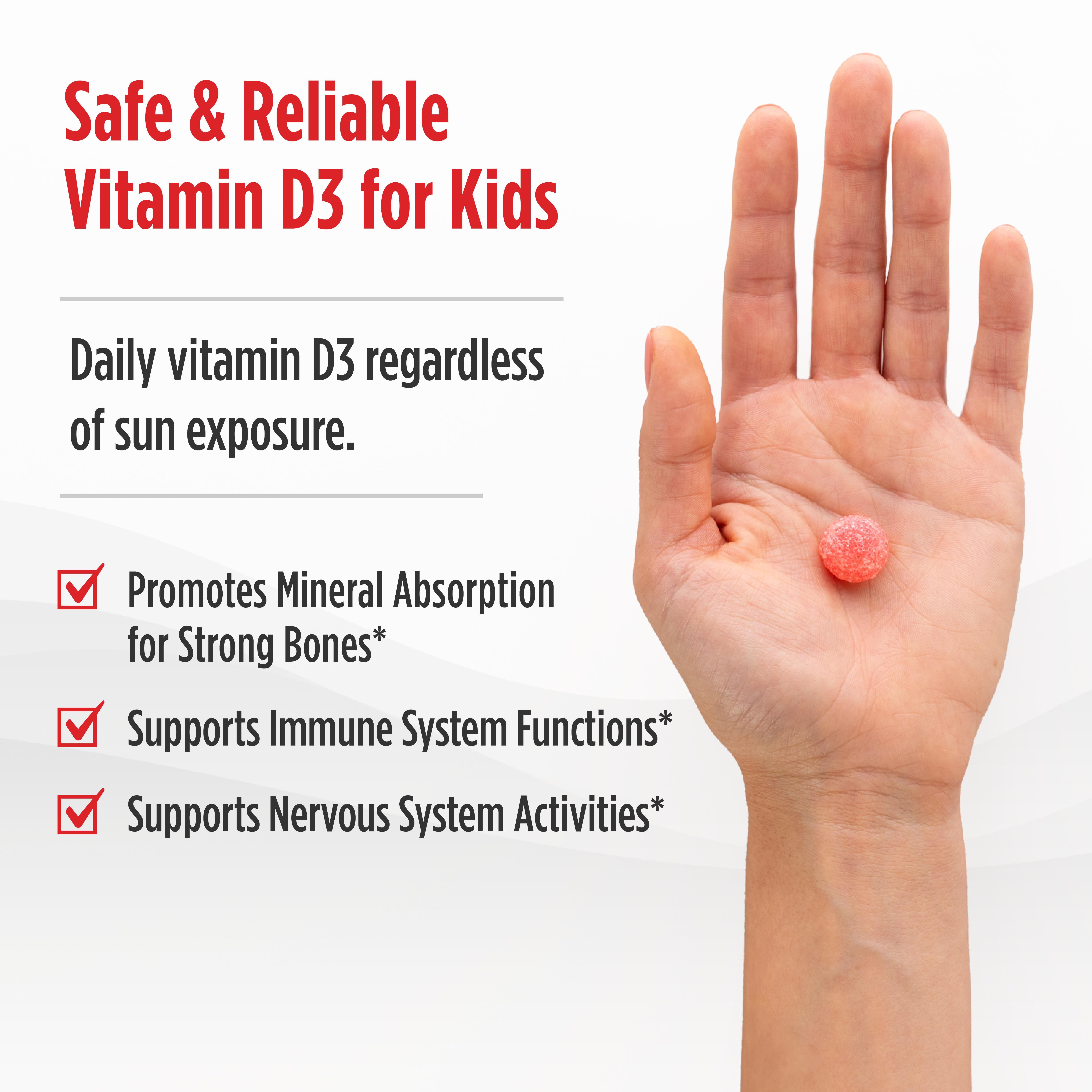 Детские витамины Nordic Naturals D3 Gummies Wild Watermelon Splash, для детей от 3 лет, 400 МЕ, 60 жевательных пастилок — фото 2