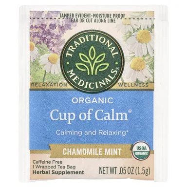 Фото товара: Чайные пакетики Traditional Medicinals Organic Cup of Calm Chamomile Mint, без кофеина, 24 г, 16 чайных пакетиков