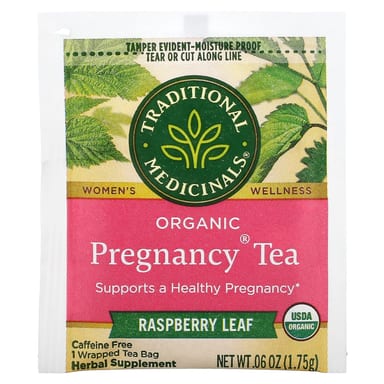 Чайные пакетики Traditional Medicinals Organic Pregnancy® Tea, без кофеина, вкус Raspberry Leaf, 28 г, 16 чайных пакетиков
