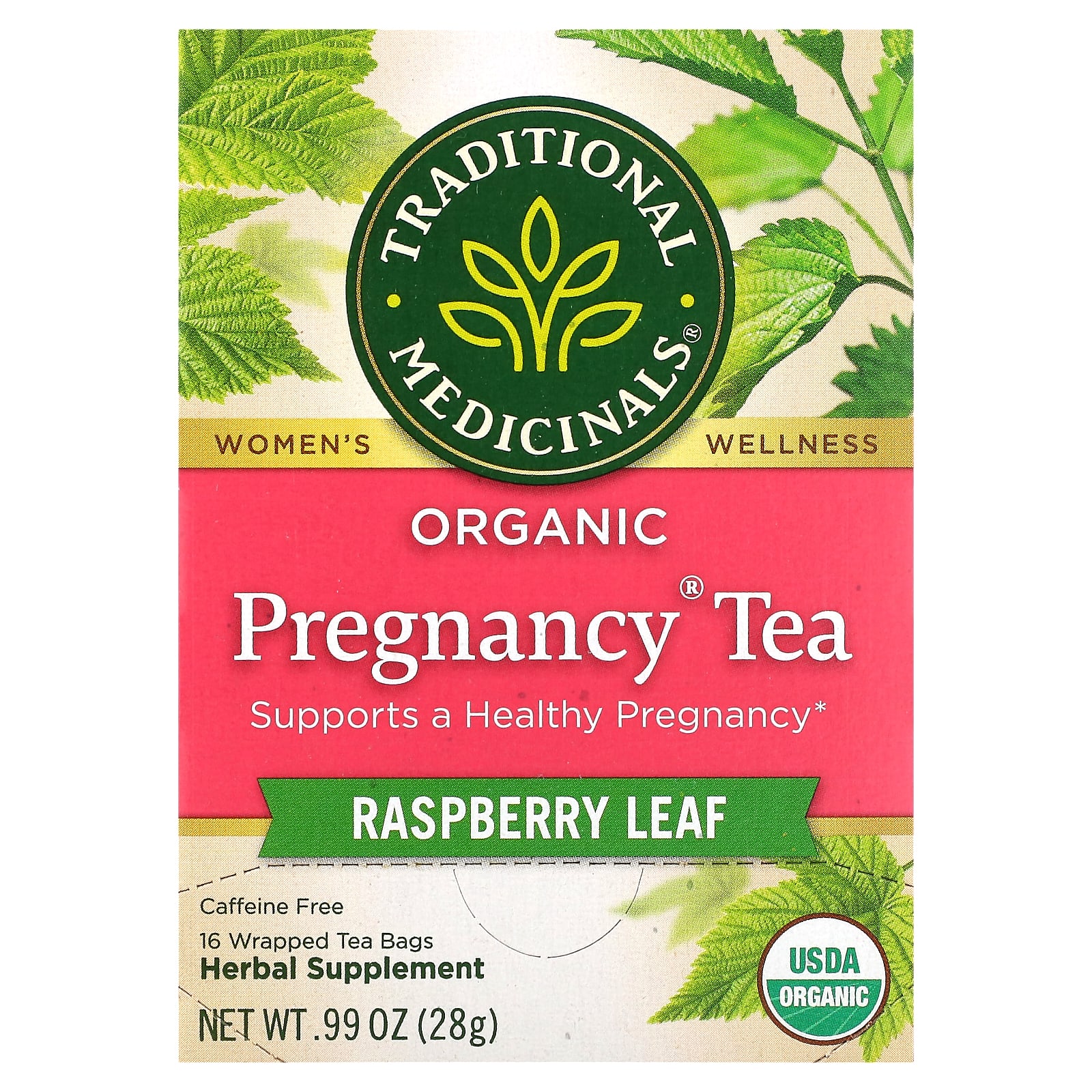 Чайные пакетики Traditional Medicinals Organic Pregnancy® Tea, без кофеина, вкус Raspberry Leaf, 28 г, 16 чайных пакетиков — фото 2