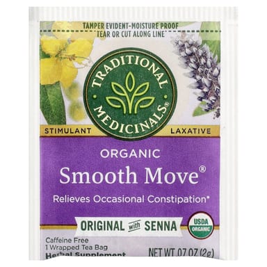 Чайные пакетики Traditional Medicinals Organic Smooth Move® Original with Senna, без кофеина, 32 г, 16 чайных пакетиков