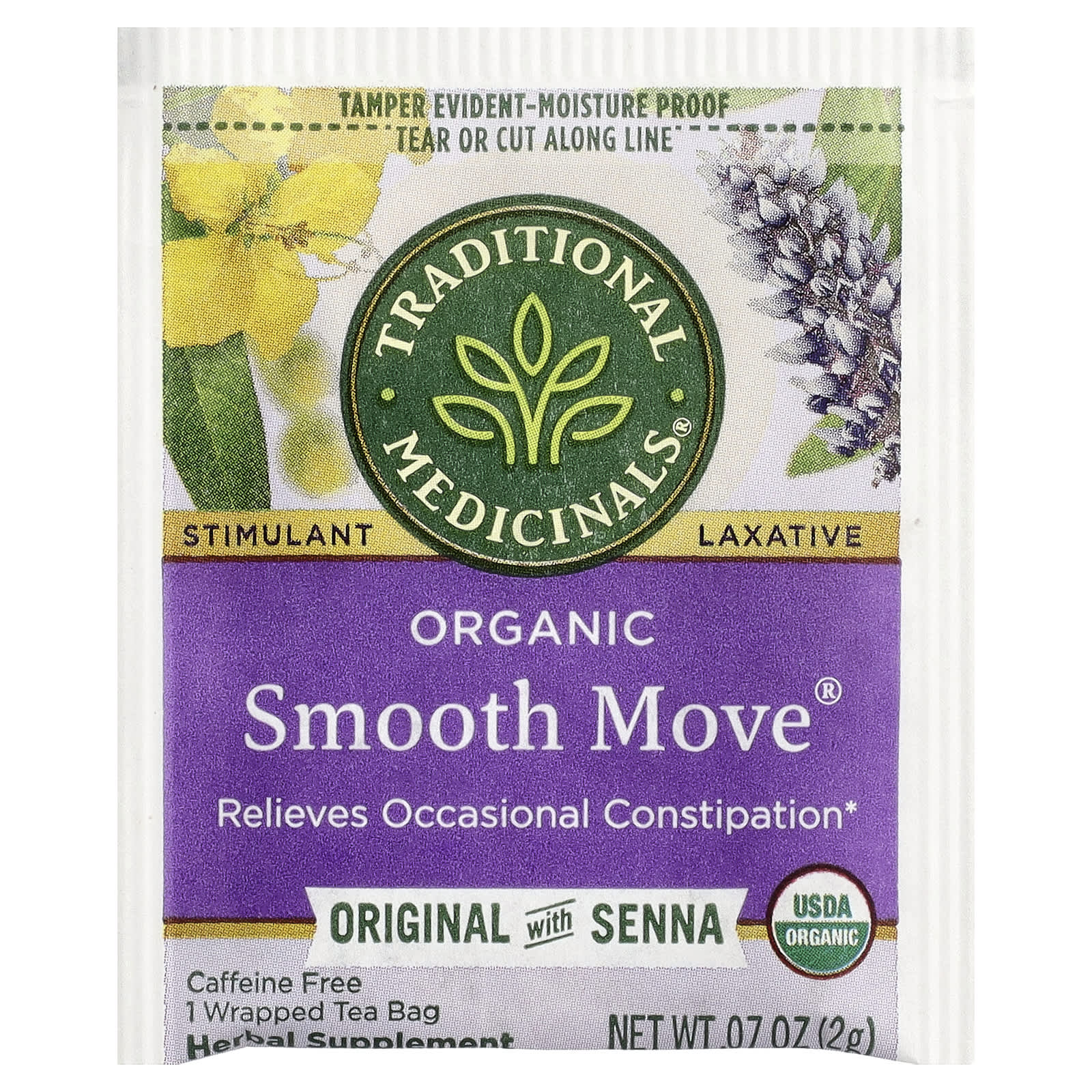 Чайные пакетики Traditional Medicinals Organic Smooth Move® Original with Senna, без кофеина, 32 г, 16 чайных пакетиков — фото 6