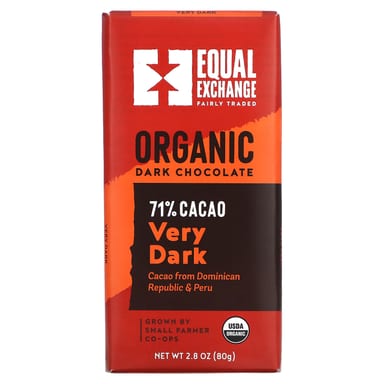 Темный шоколад Equal Exchange Very Dark, вкус Organic Dark Chocolate, 80 г