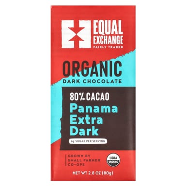 Темный шоколад Equal Exchange Panama Extra Dark 80% Cacao, вкус Organic Dark Chocolate, 80 г