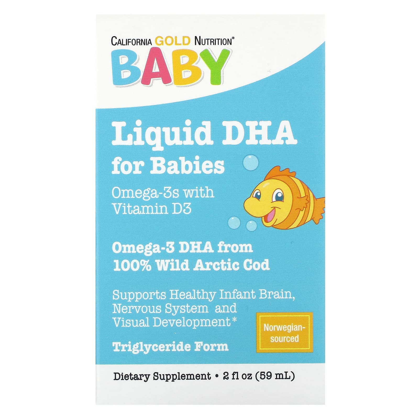 Витамин D3 California Gold Nutrition Baby's DHA Omega-3s with and EPA, 59 мл — фото 2